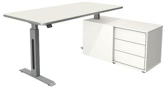 Kerkmann Move 1 Schreibtisch Steh und Sitztisch style mit Sideboard weiß