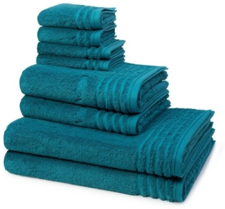 Vossen Vienna Style Supersoft 8 tlg. Frottier-Set - 2 X Handtuch (50 X 100cm), 2 X Duschtuch (67 X 140cm), 2 X Gästetuch (30 X 50cm), 2 X Seiftuch (30 X 30cm) - 620 g/m2 - Lagoon
