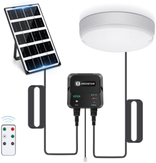 Aigostar LED Solarleuchte Solarlampe Decke Außen LED Solar Deckenleuchte Outdoor, mit 8m Kabel, Zugschalter, LED fest integriert, Kaltweißes Licht