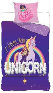Unicorn Academy Bettwäsche Set 100 % Baumwolle Bettbezug 135x200 cm + Kissen 80x80 cm
