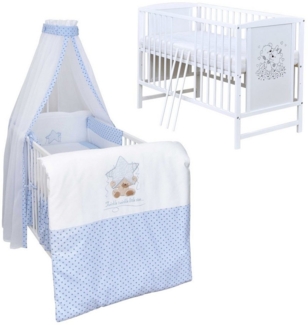 Baby-Delux Komplettbett Babybett Mia Komplettset, 10-tlg, Kinderbett 60x120 cm weiß, Bettset verschiedene Designs