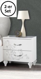 Nachtkommode >Noella< 2er-Set (BxHxT: 51x56x39 cm) in Weiss Melamin mit Siebdruck