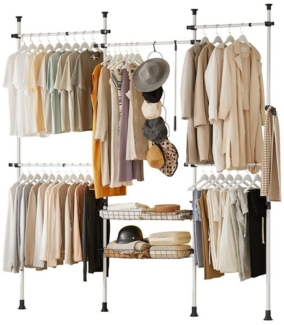 SoBuy Kleiderständer KLS04, Garderobenständer Kleiderschrank, verstellbares Regal, Schlafzimmer