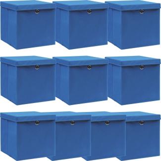 vidaXL Aufbewahrungsboxen mit Deckeln 10 Stk. Blau 32x32x32 cm Stoff 288340