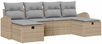 vidaXL Sofa Set mit Kissen 6 pcs Beige und Hellgrau Poly-Rattan 3359119