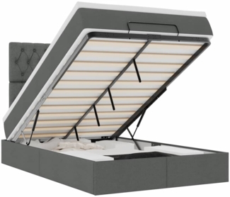 vidaXL Ottoman-Bett mit Matratze & LEDs Dunkelgrau 120x200 cm Stoff 3314080