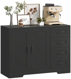 HOMCOM Sideboard Beistellschrank mit 4 Schubladen, 2 Türen, verstellbarem Einlegeboden (Aufbewahrungsschrank, 1 St, Küchenschrank), für Wohnzimmer, 105 x 40 x 76 cm, Schwarz
