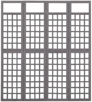 vidaXL Spalier/Paravent 4-teilig Massivholz Tanne Grau 161x180 cm 316487