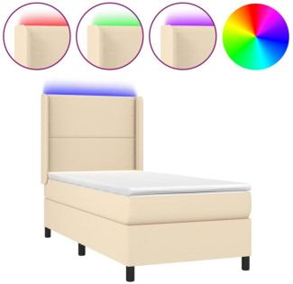 vidaXL Boxspringbett mit Matratze & LED Stoff Creme 80 x 200 cm, Härtegrad: H2 [3138194]