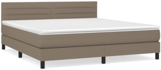 vidaXL Boxspringbett mit Matratze Taupe 160x200 cm Stoff 3140149