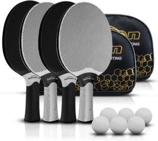 Senston Tischtennisschläger Set inkl. 4 Schläger, 6 Bälle & Tasche