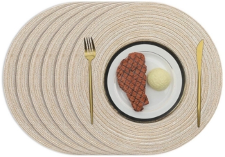 REDOM Platzset 6er Set rund Tischset Tischuntersetzer 38 cm, (Geflochten Tischmatte Esstisch Untersetzer, 6-St, Abgrifffeste Hitzebeständig Schmutzabweisend Rutschfest Abwaschbar), für Hause Küche Speisetisch Restaurant Zuhause und Hotel usw