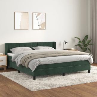 vidaXL Boxspringbett mit Matratze Dunkelgrün 180x200 cm Samt 3130976