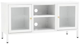 vidaXL TV-Schrank Weiß 105x35x52 cm Stahl und Glas 336059