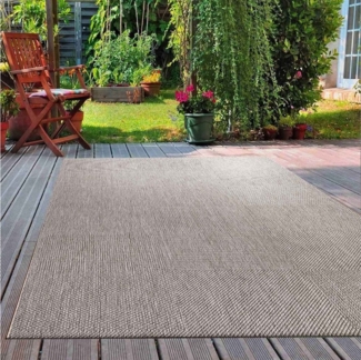 Vimoda Outdoorteppich Teppich Terrassen In- und Outdoor Flachgewebe In Beige, Rechteckig, Läufer Balkon, Küche Flur Einfarbig
