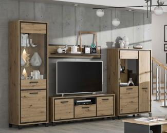 Wohnwand Anbauwand Mediawand 4-teilig artisan eiche schwarzeiche Mordern