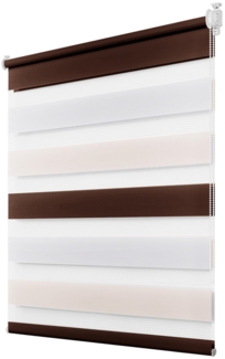 Deswell Doppelrollo Klemmfix ohne Bohren Weiß-beige-braun B70 x H120 cm (Stoffbreite 66cm) Rollos für Fenster ohne Bohren für Fenster mit Lichtdurchlässig & Verdunkelnd/Höhe Stufenlos Verstellbar