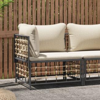 vidaXL Garten-Ecksofa mit Beige Kissen Poly Rattan 364130