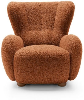 Goldstoff Sessel HUGSY Relaxsessel Boucle mit hoher Rückenlehne – Skandi & Boho Stil (Einzelsessel, Loungesessel), mit Relaxfunktion