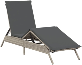 vidaXL Sonnenliege mit Auflage Hellgrau Poly Rattan 4002706