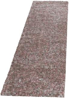 Hochflor Teppich Enrico Läufer - 80x250 cm - Rosa