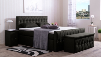 Meisterbetten Boxspringbett Cool 100x220 in WT-Anthracite, Matratzenbezug Nano, Komfortschaum-Topper