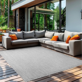 Teppium Outdoorteppich Unicolor - Einfarbig, Rechteckig, Höhe: 5 mm, Teppich Wetterfest Balkon Küchenteppich Flachgewebe Sisaloptik