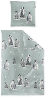 Irisette Biber Bettwäsche Panda 8645-20 Pinguine Sterne Blau 135x200