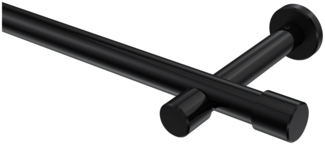 Gardinenstangen-Set Prestige Santo 280 cm (geteilt in 2 x 140 cm), 1-läufig (ohne Ringe), 20 mm Ø Schwarz