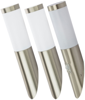 3er Set LED Wandlampen, silber, Bewegungsmelder