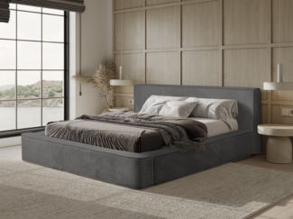 Polsterbett Doppelbett MODESTO 140x200cm in Stoff Lincoln Anthrazit