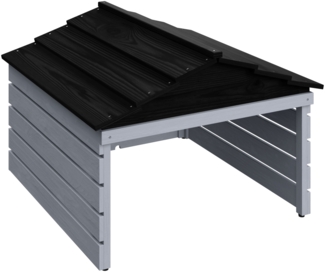 STEELSØN 'Nembus' Mähroboter Garage, Massivholz Kiefer, grau/schwarz, mit UV-Schutzlackierung, wetterfest, 53x74x78 cm, mit abnehmbarem Dach