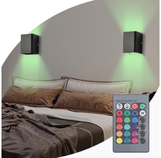 Jibenhome LED Wandleuchte Moderne Wandleuchte RGB Dimmbar mit Fernbedienung/Warmweiß/Weiß, RGB Dimmbar mit Fernbedienung, LED fest integriert, Up-Down-leuchten, Alu-Leuchte für Wohnzimmer, Flur