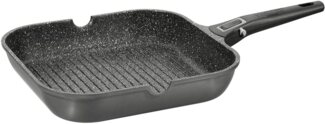 STONELINE Grillpfanne mit abnehmbarem Sicherheitsgriff mit echten Steinpartikeln, Aluminium (Set, 1-tlg, 1 Grillpfanne, 1 abnehmbarer Stielgriff), mit echten Steinpartikeln, induktionsgeeignet, Designed in Germany
