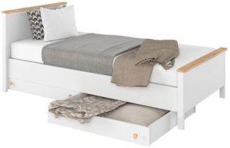 Bett Story Bettschubladen 90x200cm weiß Nash Eiche inkl. Matratze