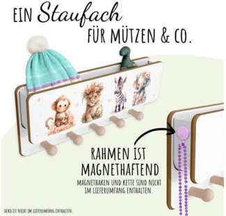 Holzura Kinderregal Kindergarderobe aus Holz mit Ablage und magnethaftendem Rahmen.