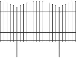 vidaXL Gartenzaun mit Speerspitze Stahl 1781,5 x 175 cm Schwarz 277748