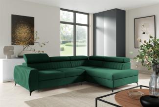 Ecksofa Schlafsofa Sofa TORONTO Stoff Element Dunkelgrün Ottomane Rechts