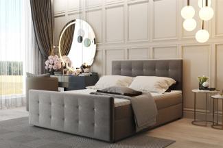 Boxspringbett Schlafzimmerbett CARLOS 160x220 cm Stoff Cosmic Grau inkl. Bettkasten
