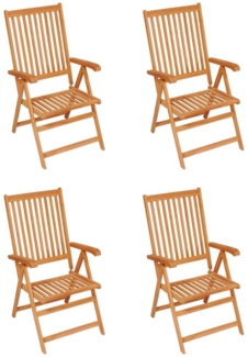 vidaXL Gartenstühle 4 Stk. mit Roten Kissen Massivholz Teak 3065536