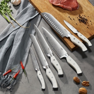 D.Perlla Messer-Set Messerblock Set,14-TLG mit Messer, Kunststoff-Griff & Holzblock (14-tlg), mit einzigartigen Klingenmuster und ergonomischem Griff