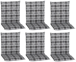NYVI Sitzauflage Niedriglehner Auflagen 6er Set Barcelona Gartenstuhlauflagen 100x50cm, (6 St), Niederlehner Stuhlauflage Sitzauflage mit Halteband Kariert Karo