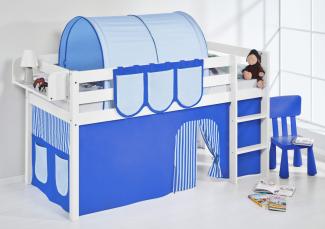 Lilokids 'Jelle' Spielbett 90 x 200 cm, Blau, Kiefer massiv, mit Vorhang