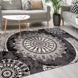 Mazovia Designteppich Modern Teppich Kurzflor Wohnzimmerteppich Robust und pflegeleicht GRAU, 60 x 100 cm, Fußbodenheizung,Allergiker geeignet,Farbecht,Pflegeleicht,Geometrisch