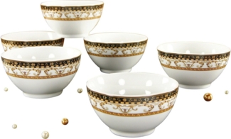 CreaTable Müslischale Majestosa, Porzellan, (Set, 6-tlg), Salatschale, Snackschale, weiß, Dekor schwarz abgesetzt, Ø 12 cm
