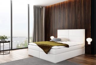 Boxspringbett DERBI Kunstleder Weiss 140x200 cm inkl. Bettkasten
