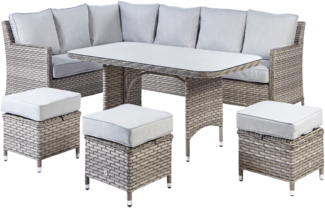 Lounge Set LACONA PE Rattan Hellgrau Rechtsseitig