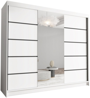 Sofnet Kleiderschrank Davos VI (mit Spiegel, Schiebetüren und Kleiderstange) Schwebetürenschrank mit 3 Türen, Schiebetürenschrank - 250x215x58 cm