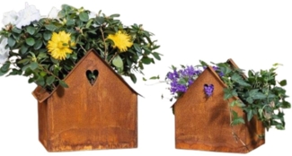 Home-trends24. de Pflanzkübel Haus Rost Metall Pflanzer Blumentopf Pflanzschale Pflanzgefäß (2 St)
