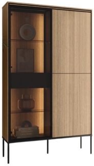 Compleo Vitrine modern, Eiche linearer, Elegant Vitrine, Breite: 90 cm